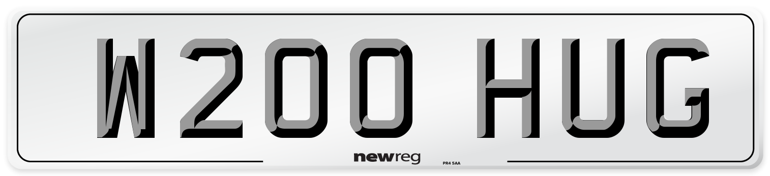 W200 HUG Number Plate from New Reg